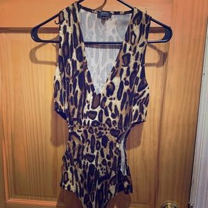 Leopard animal print leotard onesie